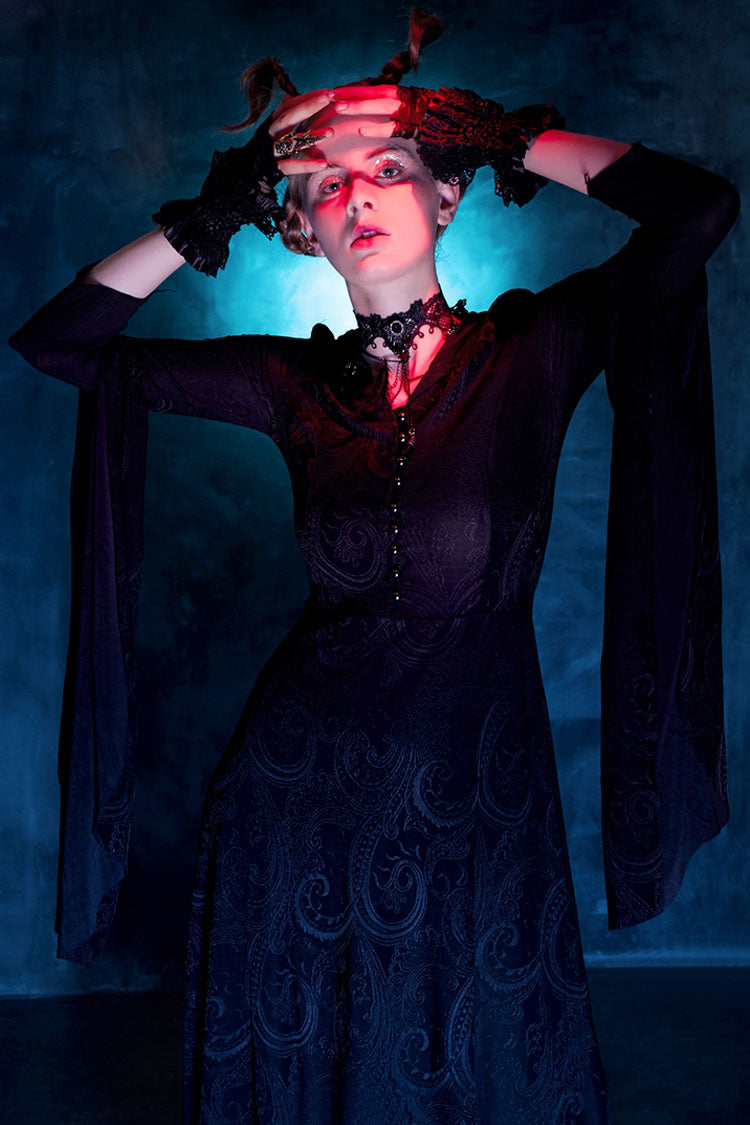Black High Priestess Hooded Knitted Long Sleeves Gothic Lolita Dress