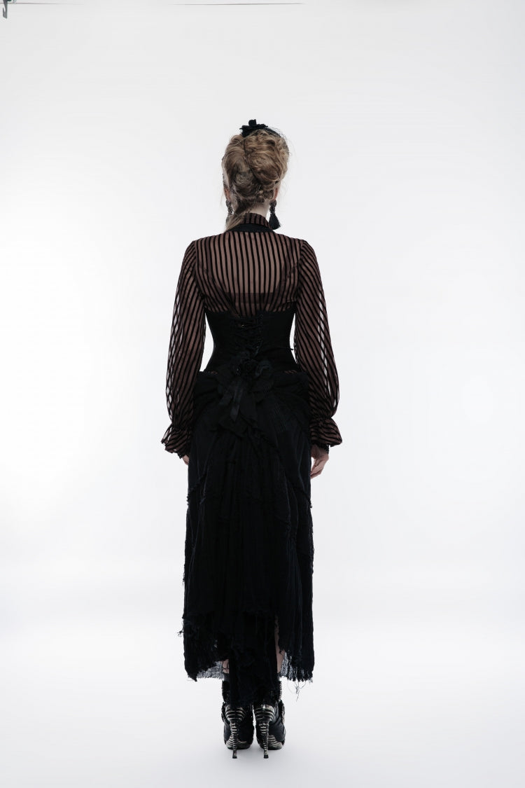 Black Halterneck Jacquard Lace-Up Women's Breast Support Gothic Vest