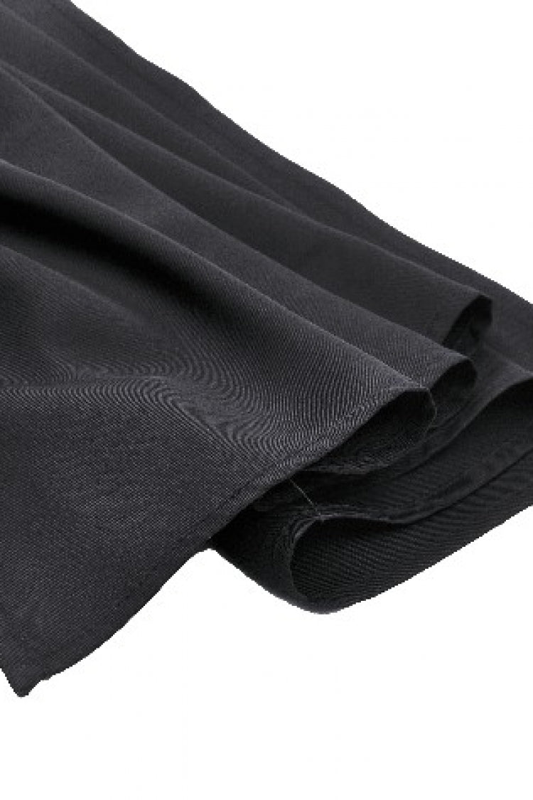 Black Long Sleeves Spliced Lace-Up Women's Gothic High Low Faux Leather Long Tail Jacket