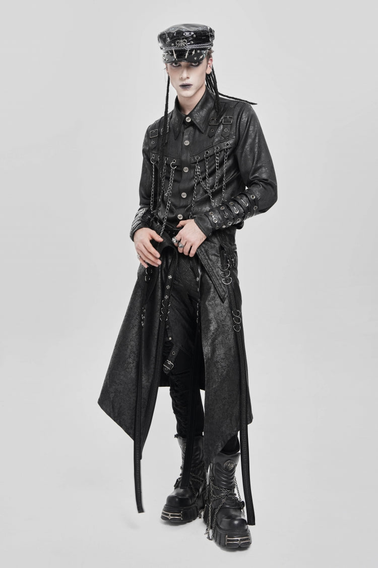Black D-ring Buckle Zipper Men's Punk Skirt
