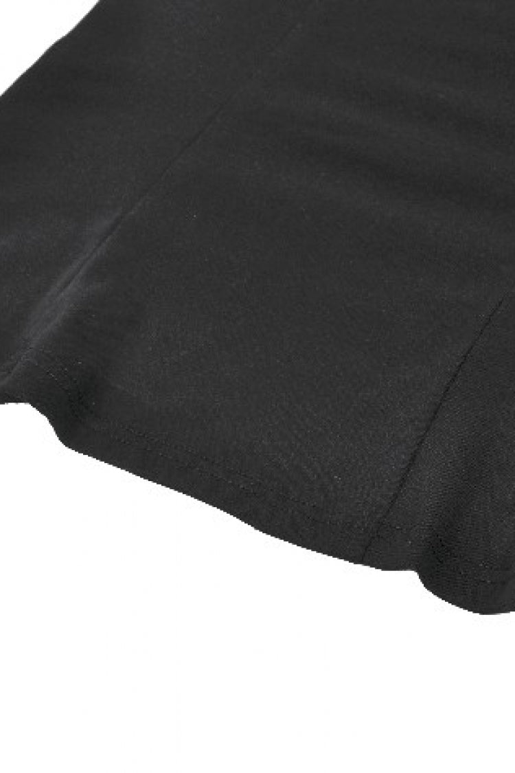 Black Mesh Spliced Long Sleeves Buckled Strap Eyelet Women's Punk Top