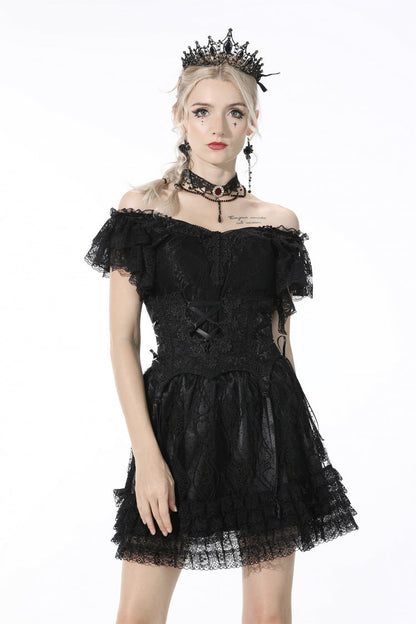Black Floral Embroidered Lace-Up Strappy Women's Gothic Gorgeous Corset