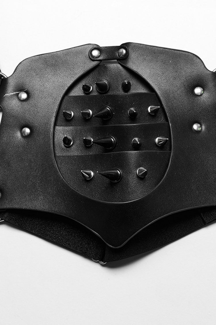 Black Adjustable Integrated Buckle Rivets Women's Steampunk Harness