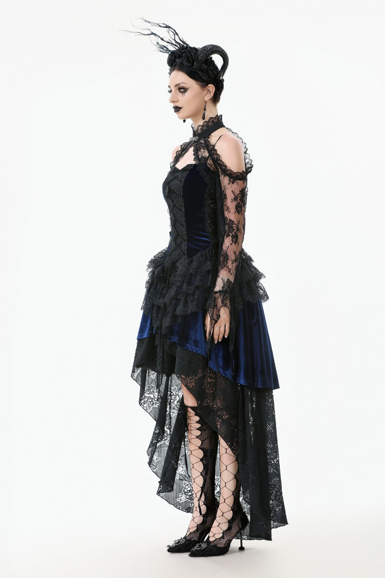Black Off Shoulder Long Sleeves Sheer Floral Lace Women's Gothic Shrug