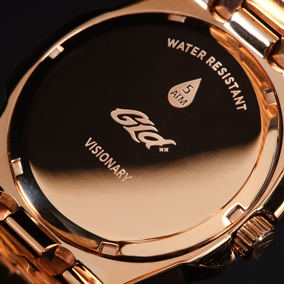 39MM Visionary Plain Case & Red Dial Watch - Rose Gold