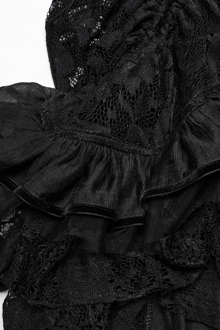Black Drawstring Hollow Lace Women's Punk Skirt