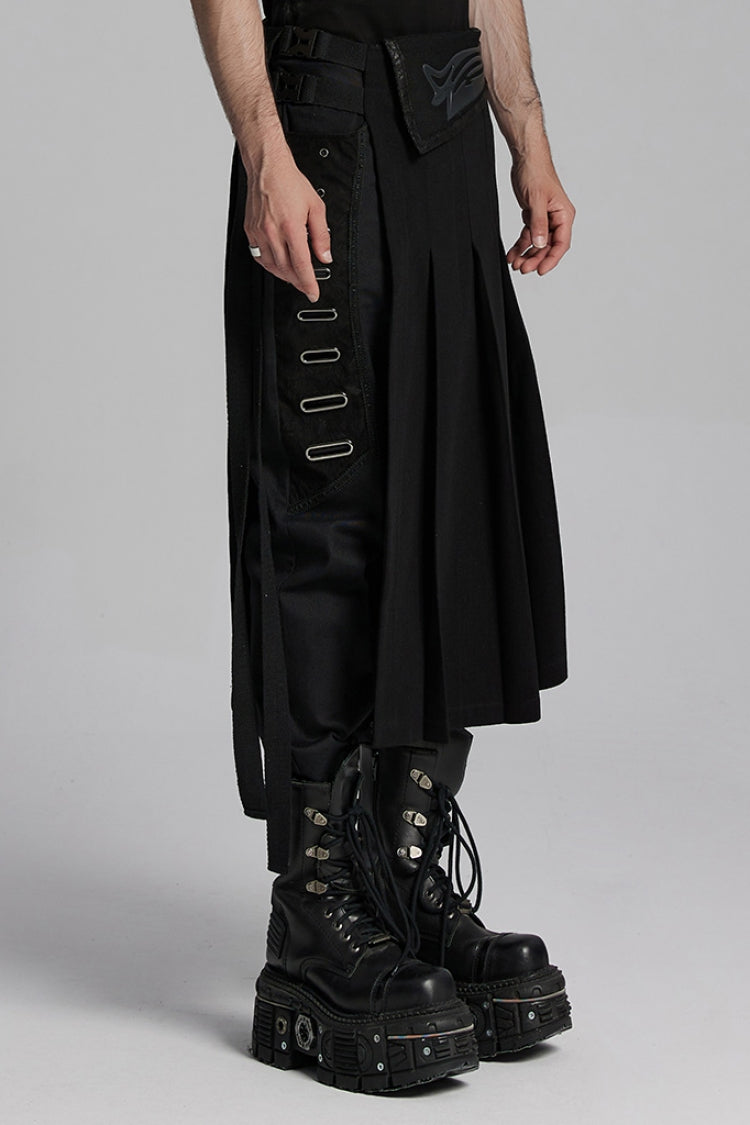 Black Buckle Men's Punk Skirt