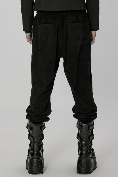 Black Doomsday Metal Stitching Corduroy Men's Steampunk Pants