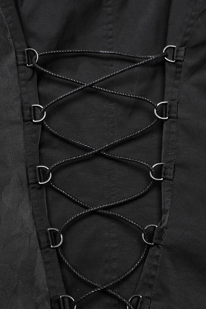 Black Bat Collar Sleeveless Asymmetric Women's Gothic Vest