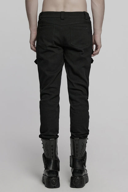 Black Buckle Skull Men's Punk Pants