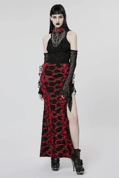 Black Off Shoulder Jacquard Hollow Stitching Lace Womens Gothic T-Shirt