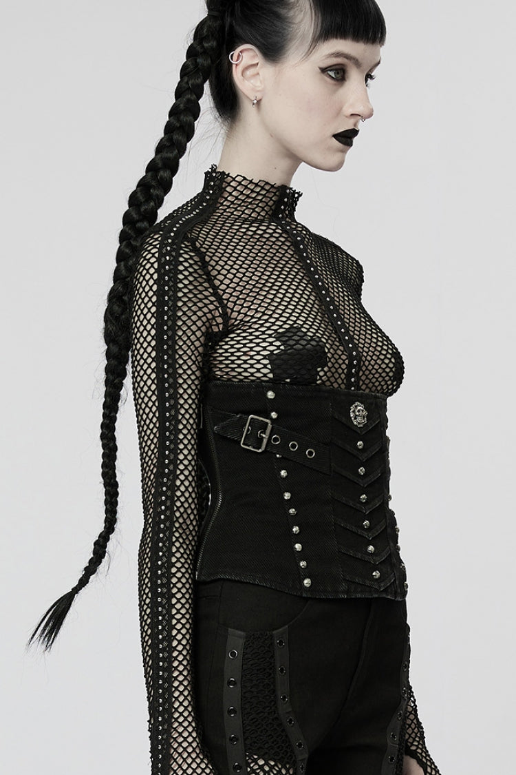 Black Lace-Up Metal Skull Doomsday Women's Gothic Corset
