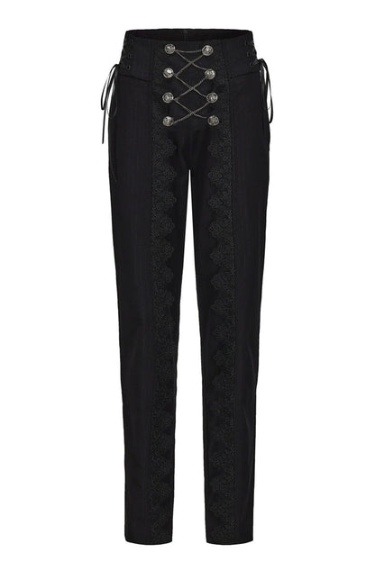 Black Double-breasted Chain Cross Embroidery Ouji Vintage Elegant Prince Gorgeous Lolita Pants