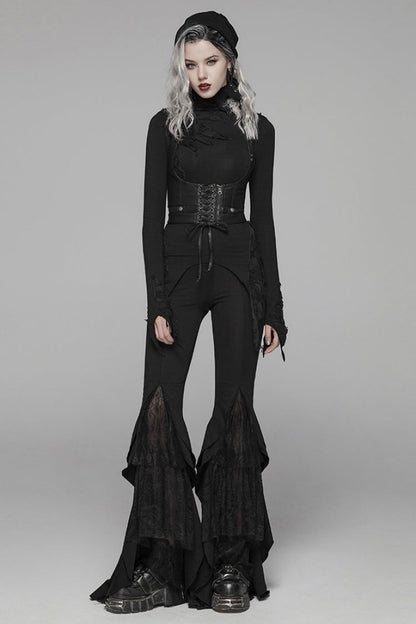 Black Metal Buckle Lace-Up Zipper Women's Steampunk Corset