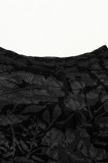 Black Long Sleeves Print Sheer Mesh Mens Gothic T-Shirt