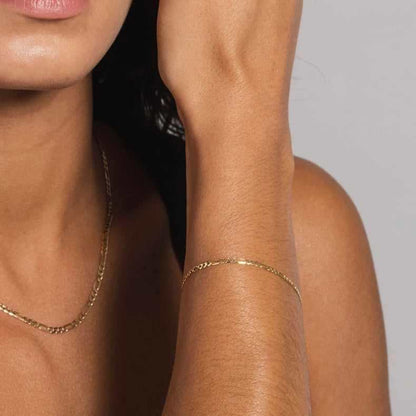 10k Solid Gold Figaro Bracelet (2mm)