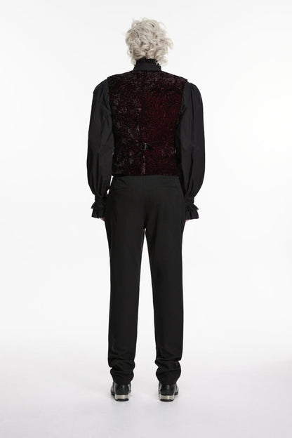 Black Embroidered Spliced Slim Men's Gothic Pants