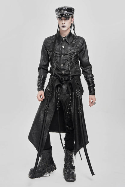 Black D-ring Buckle Zipper Men's Punk Skirt
