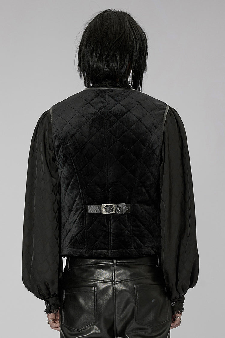 Black Inter-Cotton Sleeveless Buckle Men's Gothic Vest