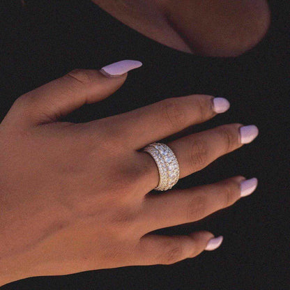 14k Solid Gold 5 Layer Diamond Band Ring-VS Diamonds