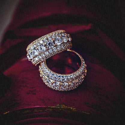 14k Solid Gold 5 Layer Diamond Band Ring-VS Diamonds