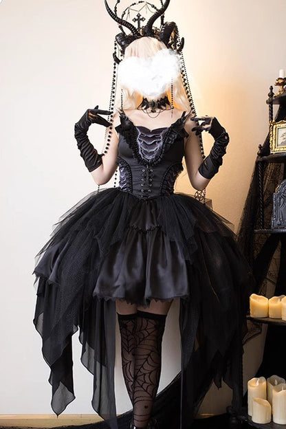 Black Goat of the Forest Lace-Up Gothic Elegant Lolita Dress