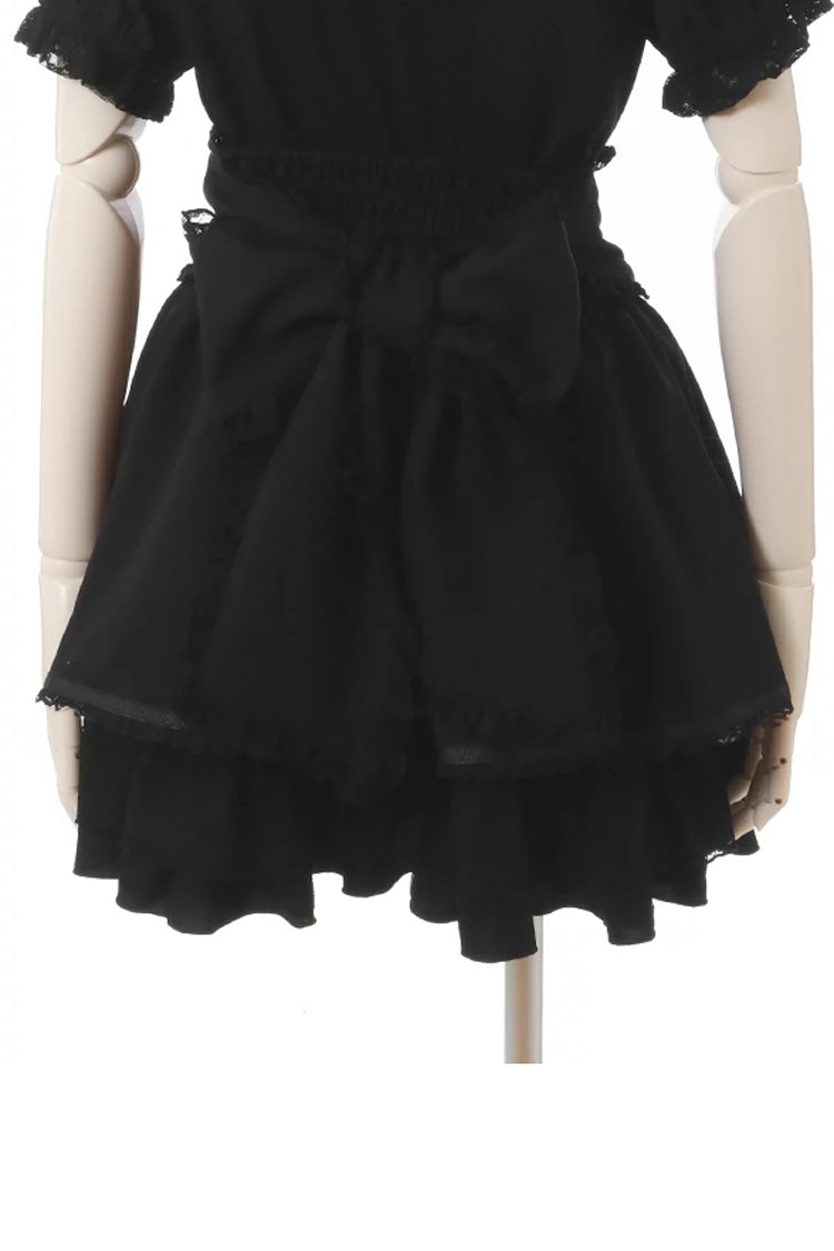 Black Japanese High Waisted Multi-Layered Lace Sweet Jirai Kei Skirt