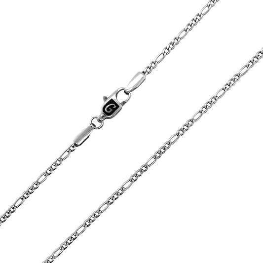 2mm Figaro Chain in White Gold