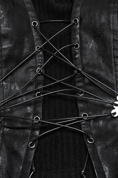 Black Lace-Up Buckle Overbust Women's Punk Corset