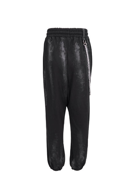 Black Knitting Material Retro Hand-Painted Metal Circle Decoration Women's Gothic Pants