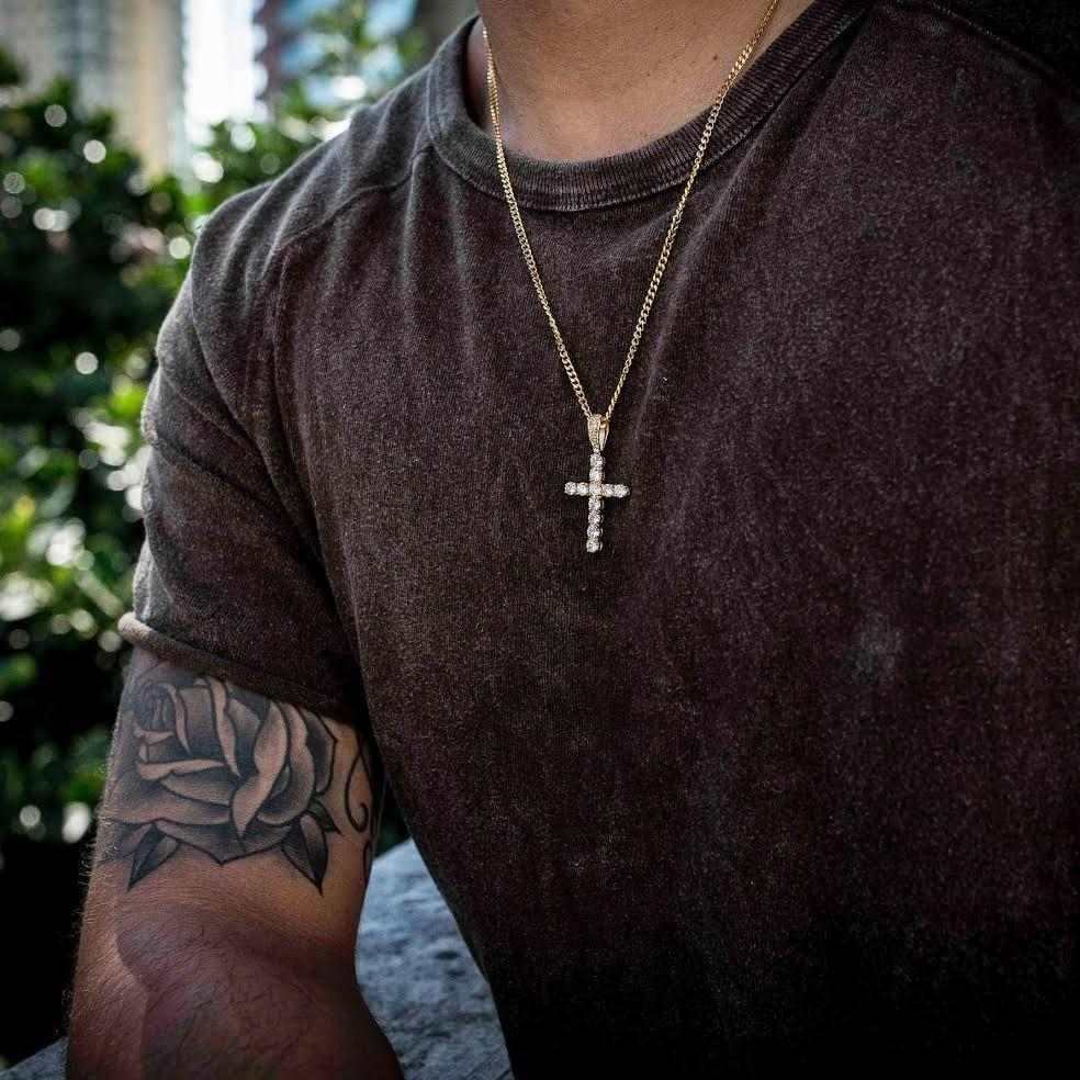 18k Vermeil Diamond Cross