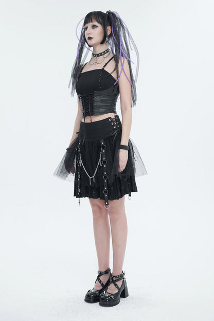 Black Knit Adjustable String Women's Punk Bandeau Camisole