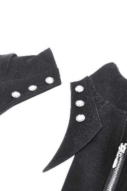 Black Long Sleeves Spliced Lace-Up Women's Gothic High Low Faux Leather Long Tail Jacket
