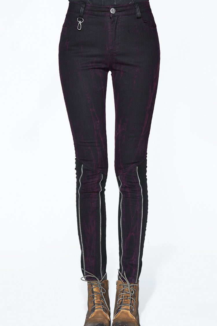 Black Distressed Right Side Detachable Bag Women's Punk Pants