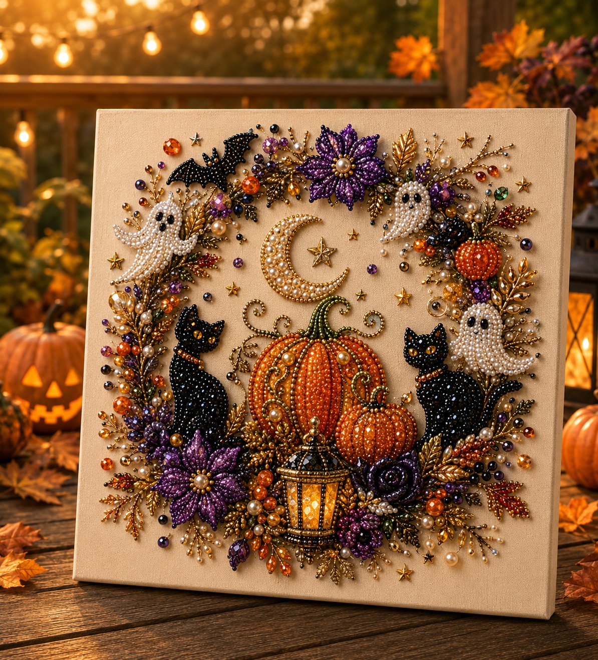 💥 Last Day 49% OFF – 👻✨ Halloween Pearl Art DIY Kit – Turn Tiny Pearls into Spooky-Cute Magic
