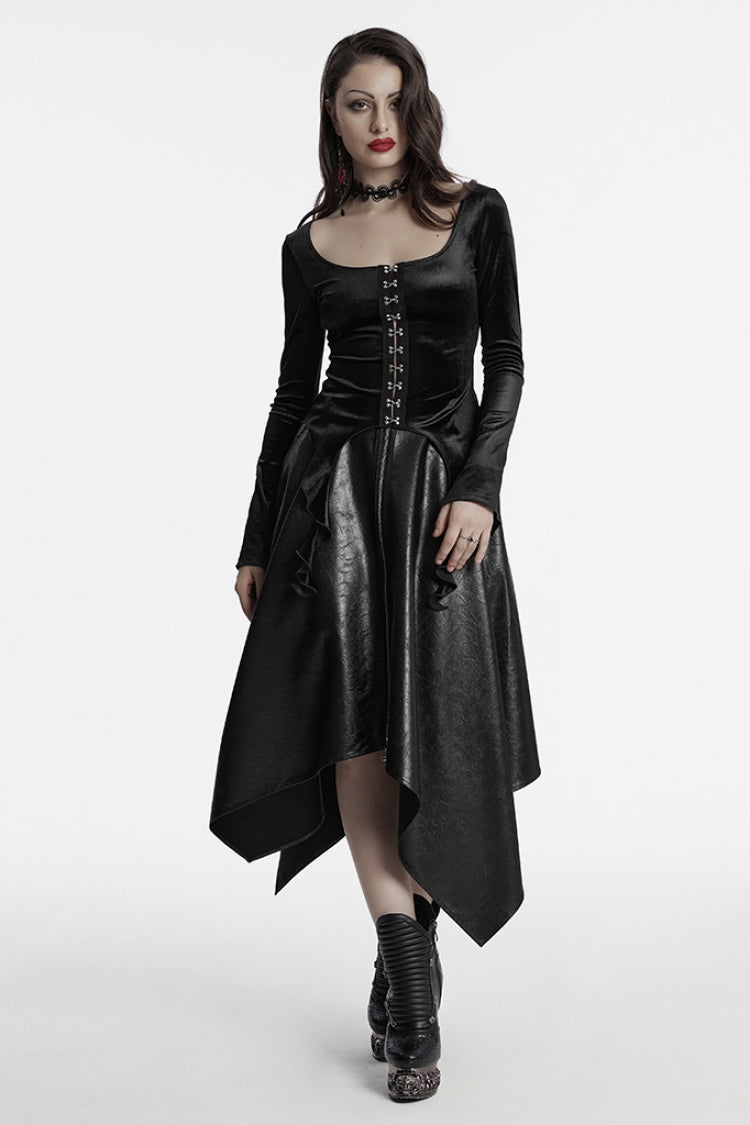 Black Long Sleeves Gradient Irregular Women's Gothic Blouse