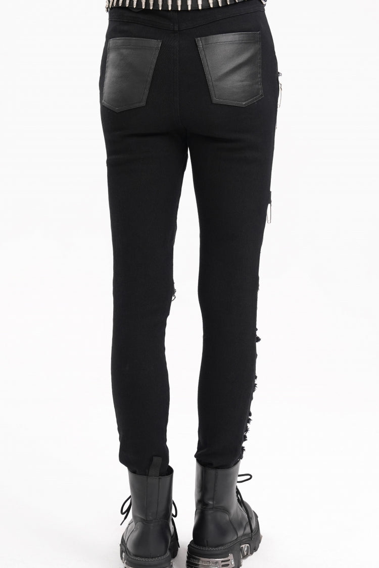 Black Chain Mesh Ripped Women's Punk Pants