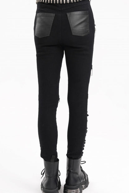 Black Chain Mesh Ripped Women's Punk Pants