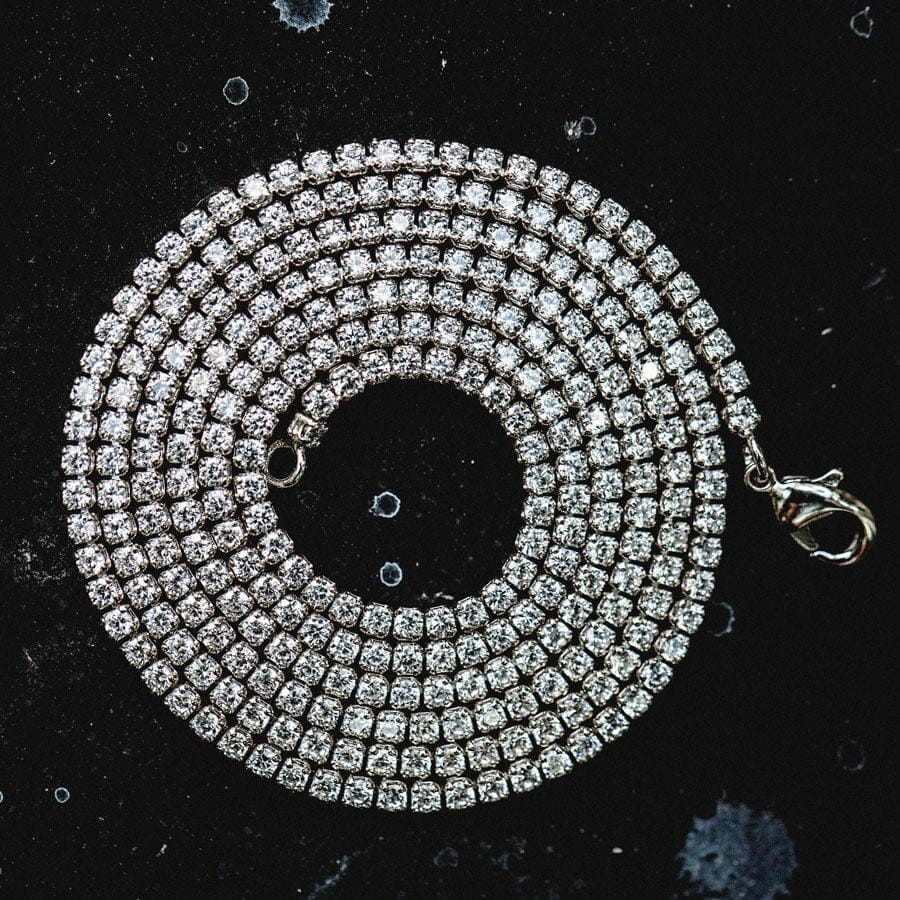 18" Micro Tennis Necklace in White Gold