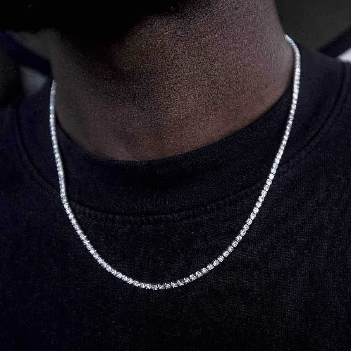 18" Micro Tennis Necklace in White Gold