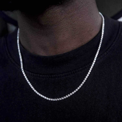 18" Micro Tennis Necklace in White Gold