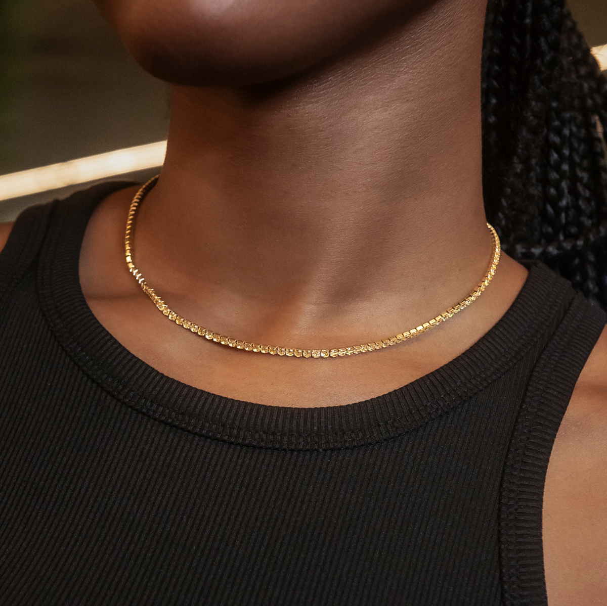 Canary Micro Tennis Necklace in Yellow Gold