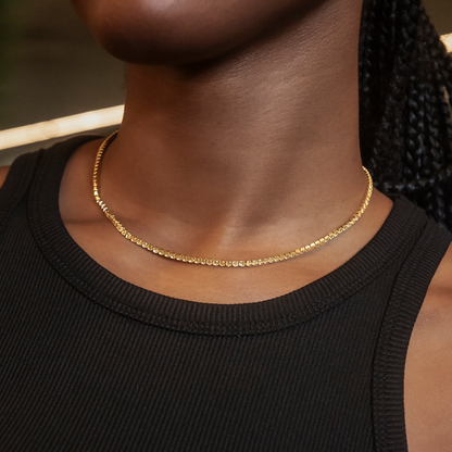 Canary Micro Tennis Necklace in Yellow Gold