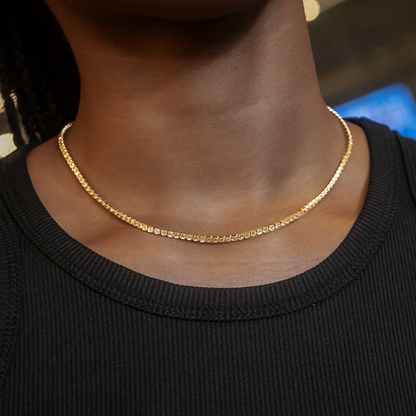 Canary Micro Tennis Necklace in Yellow Gold