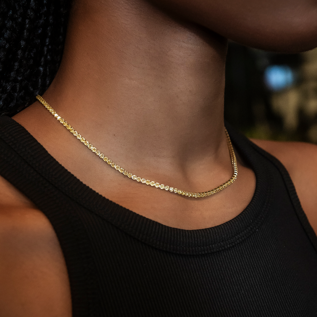 Canary Micro Tennis Necklace in Yellow Gold