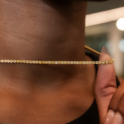 Canary Micro Tennis Necklace + Bracelet Bundle in Yellow Gold