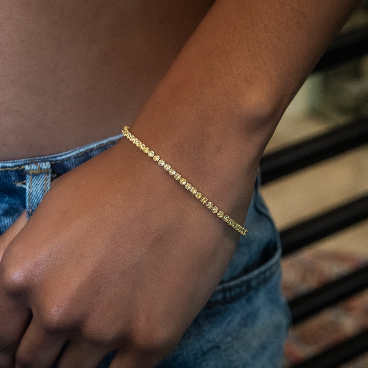 Canary Micro Tennis Bracelet in Yellow Gold