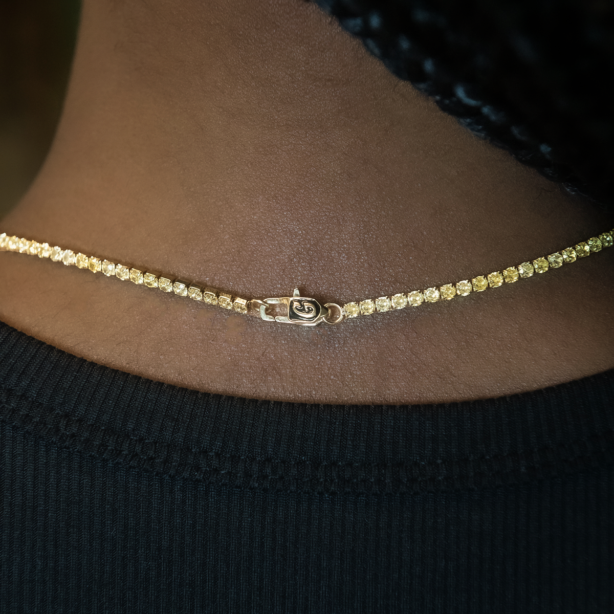 Canary Micro Tennis Necklace in Yellow Gold