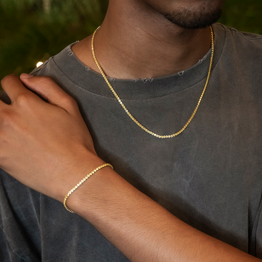 Canary Micro Tennis Chain + Bracelet Bundle in Yellow Gold