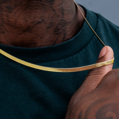 4mm + 6mm Herringbone Chain Bundle in Yellow Gold